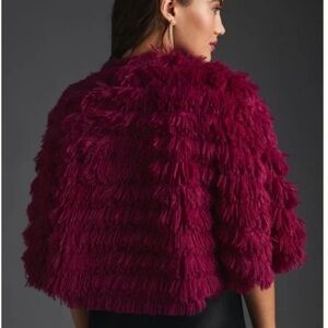 Anthropologie Bold Magenta Fringe Shawl